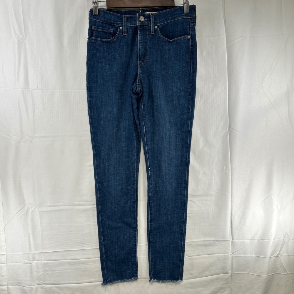 Levi's 311 Shaping Skinny Jeans Womens 27 Blue Indigo Raw Hem Denim